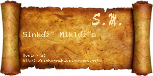 Sinkó Miklós névjegykártya
