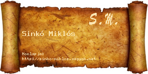 Sinkó Miklós névjegykártya